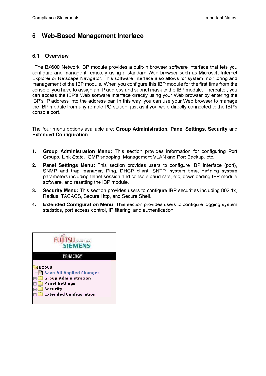 Fujitsu BX600 manual Web-Based Management Interface 