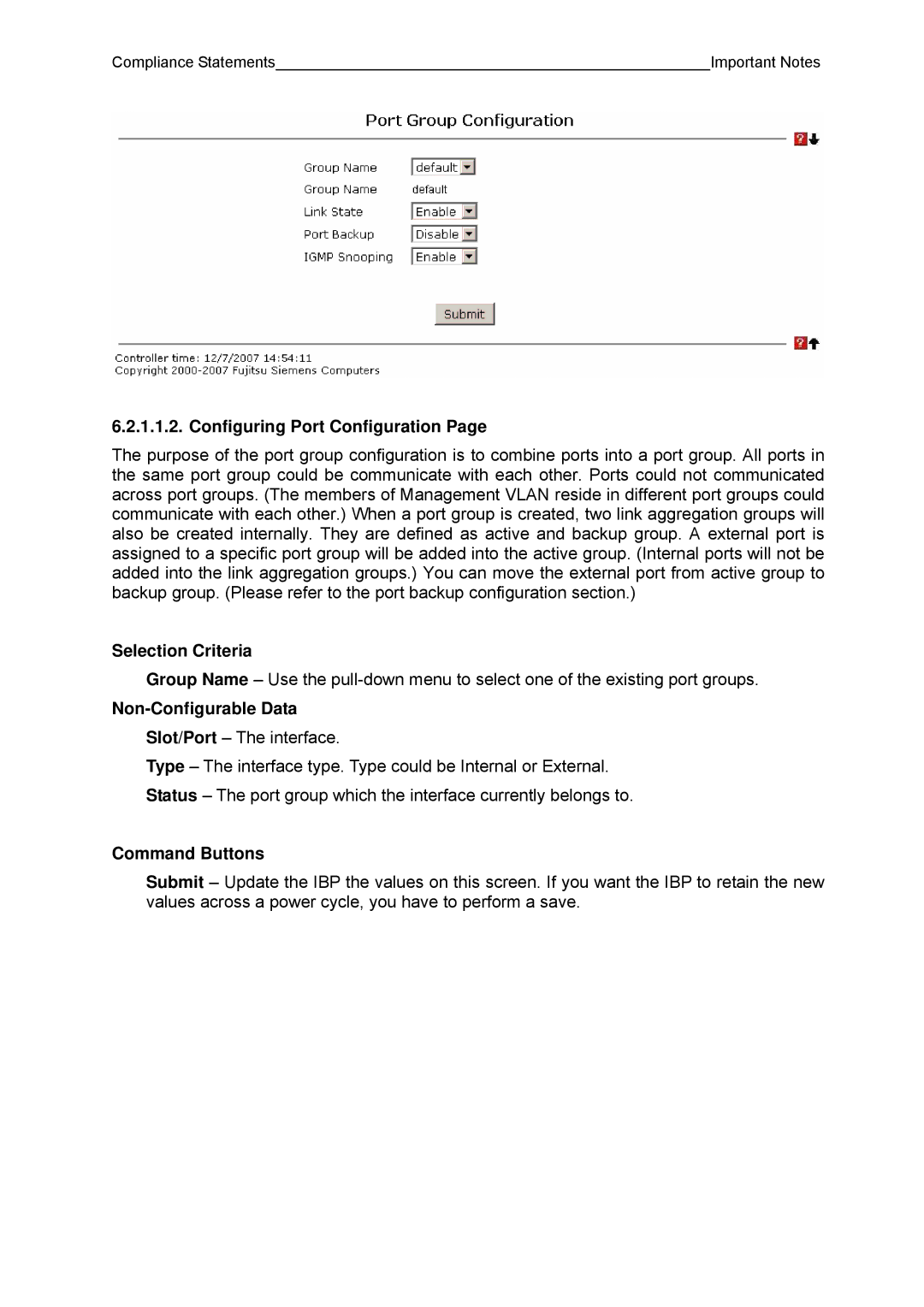 Fujitsu BX600 manual Configuring Port Configuration, Non-Configurable Data 