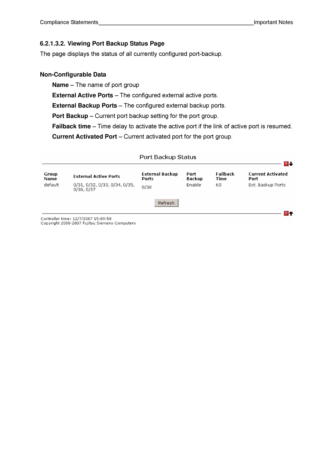 Fujitsu BX600 manual Viewing Port Backup Status 