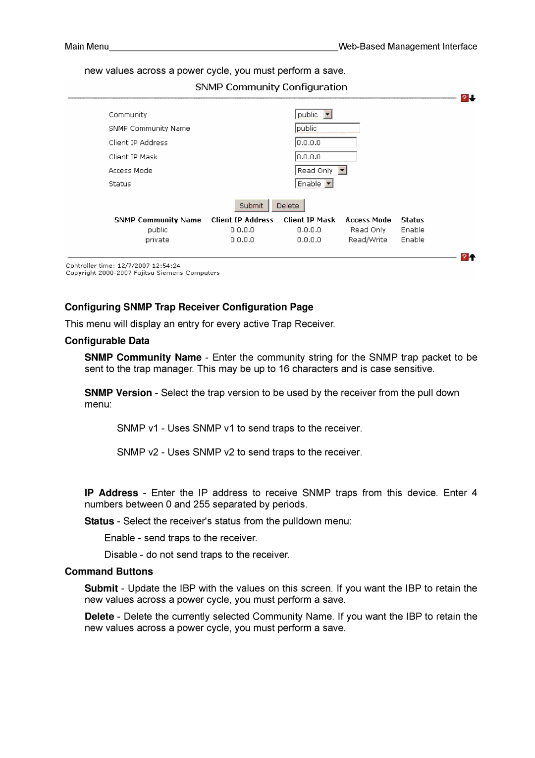 Fujitsu BX600 manual Configuring Snmp Trap Receiver Configuration 