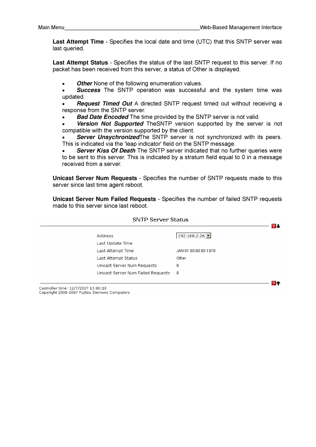 Fujitsu BX600 manual Main Menu Web-Based Management Interface 