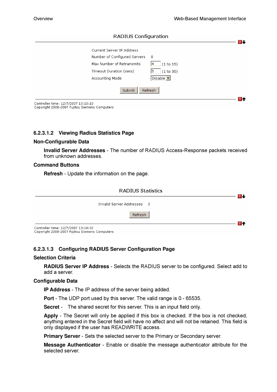 Fujitsu BX600 manual Viewing Radius Statistics Page Non-Configurable Data 