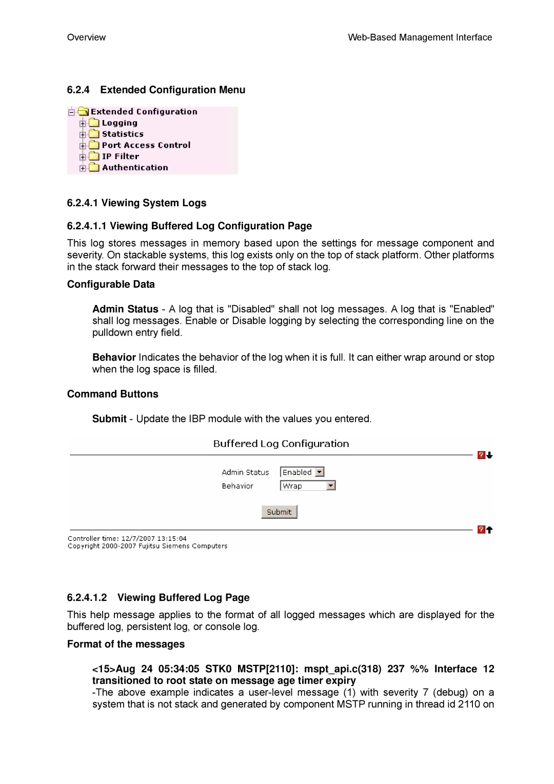 Fujitsu BX600 manual Configurable Data, Viewing Buffered Log 