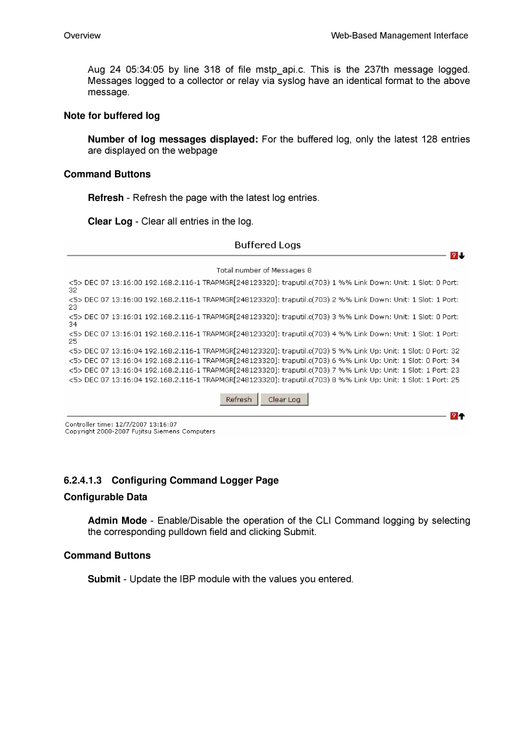 Fujitsu BX600 manual Configuring Command Logger Page Configurable Data 