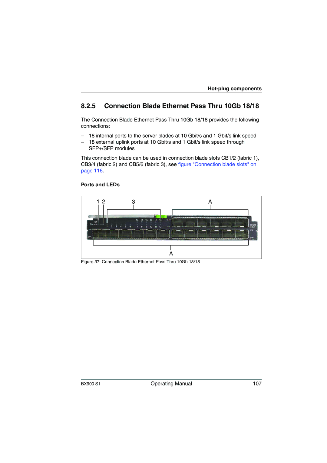 Fujitsu manual Connection Blade Ethernet Pass Thru 10Gb 18/18 BX900 S1 