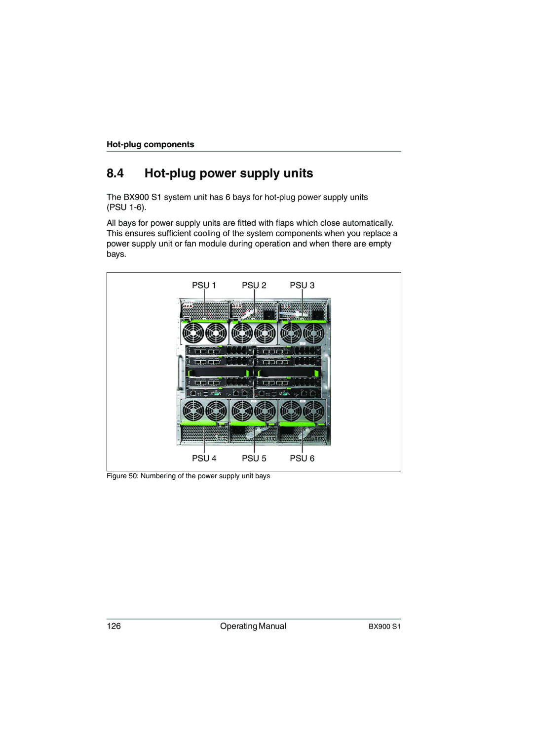 Fujitsu BX900 S1 manual Hot-plug power supply units, Numbering of the power supply unit bays 