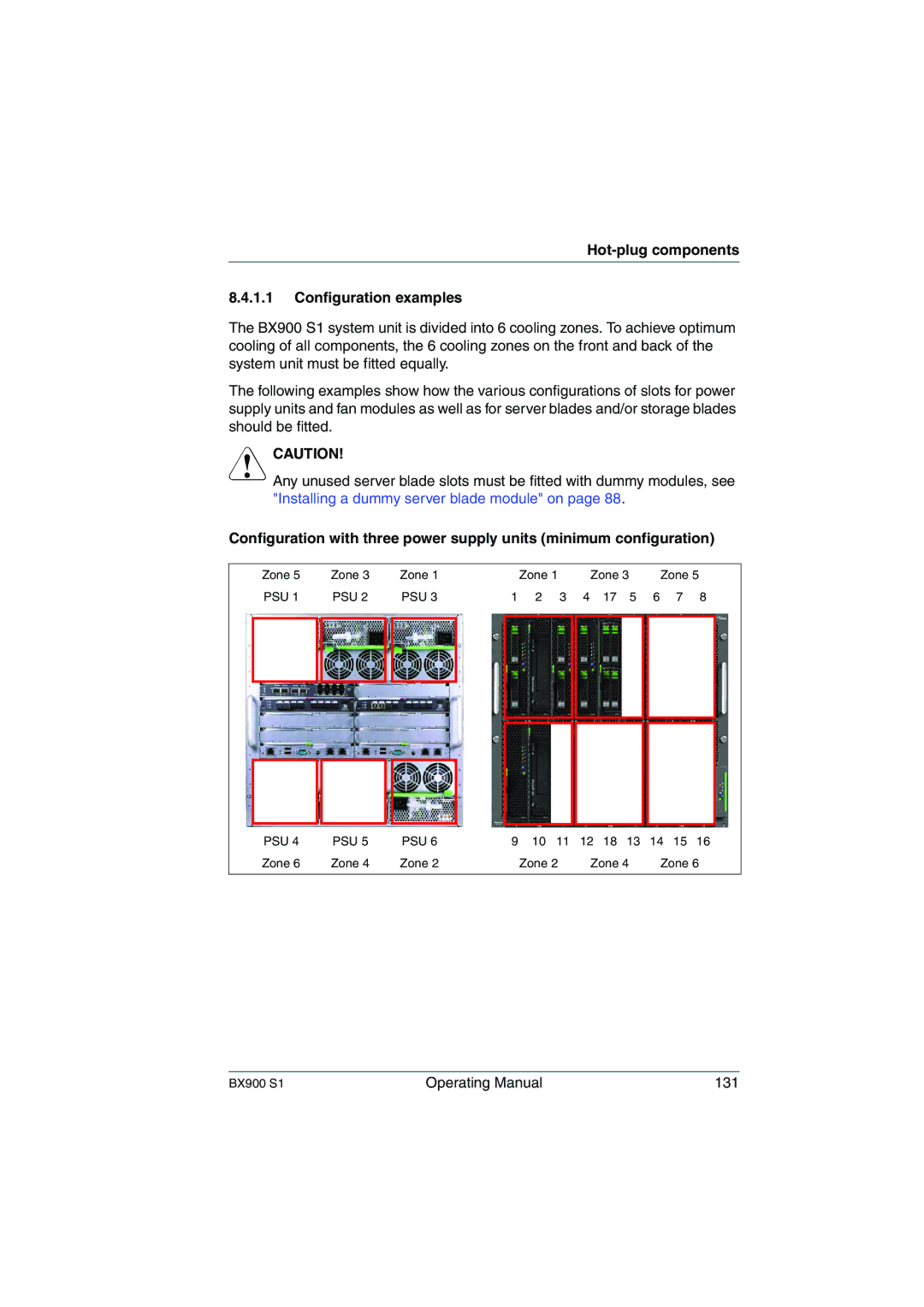 Fujitsu BX900 S1 manual Hot-plug components Configuration examples 