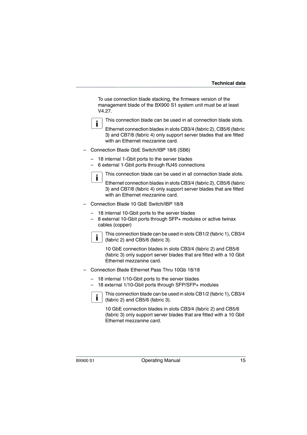 Fujitsu BX900 S1 manual Technical data 