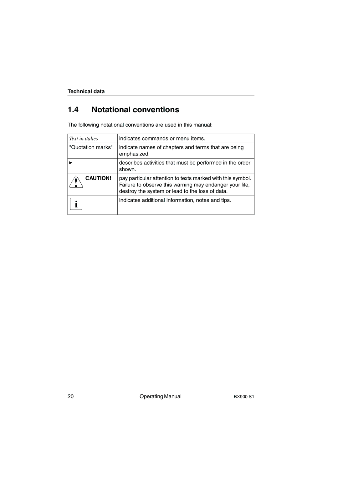 Fujitsu BX900 S1 manual Notational conventions, Technical data 