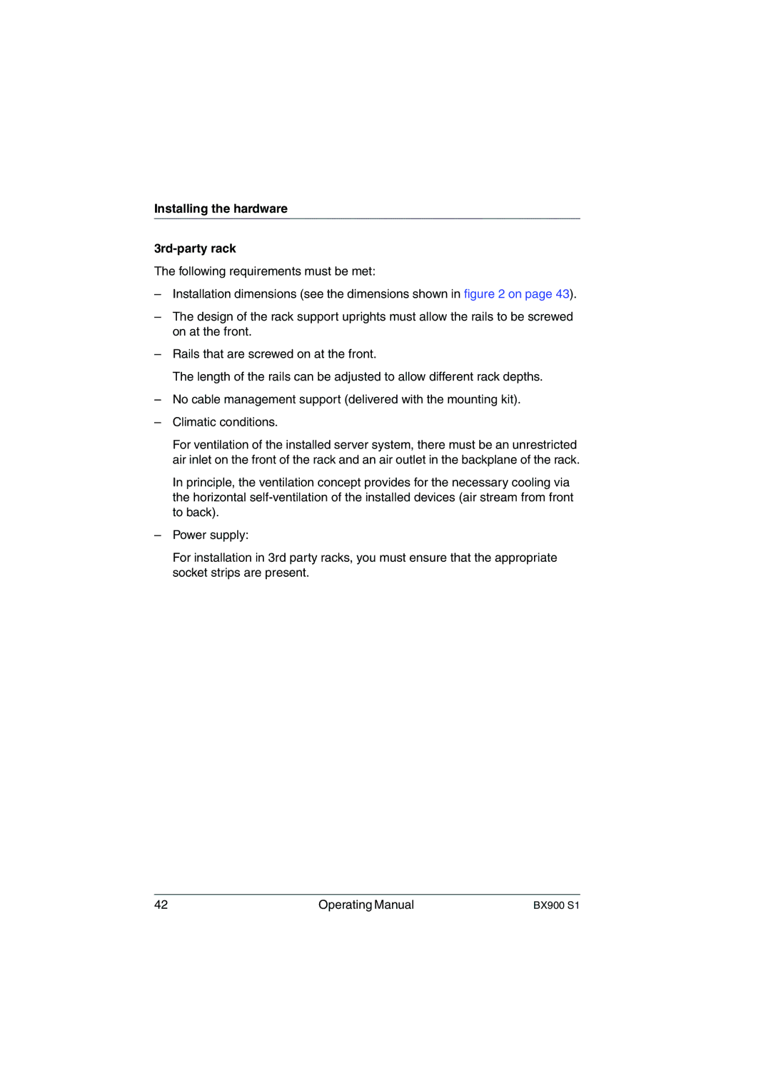 Fujitsu BX900 S1 manual Installing the hardware 3rd-party rack 