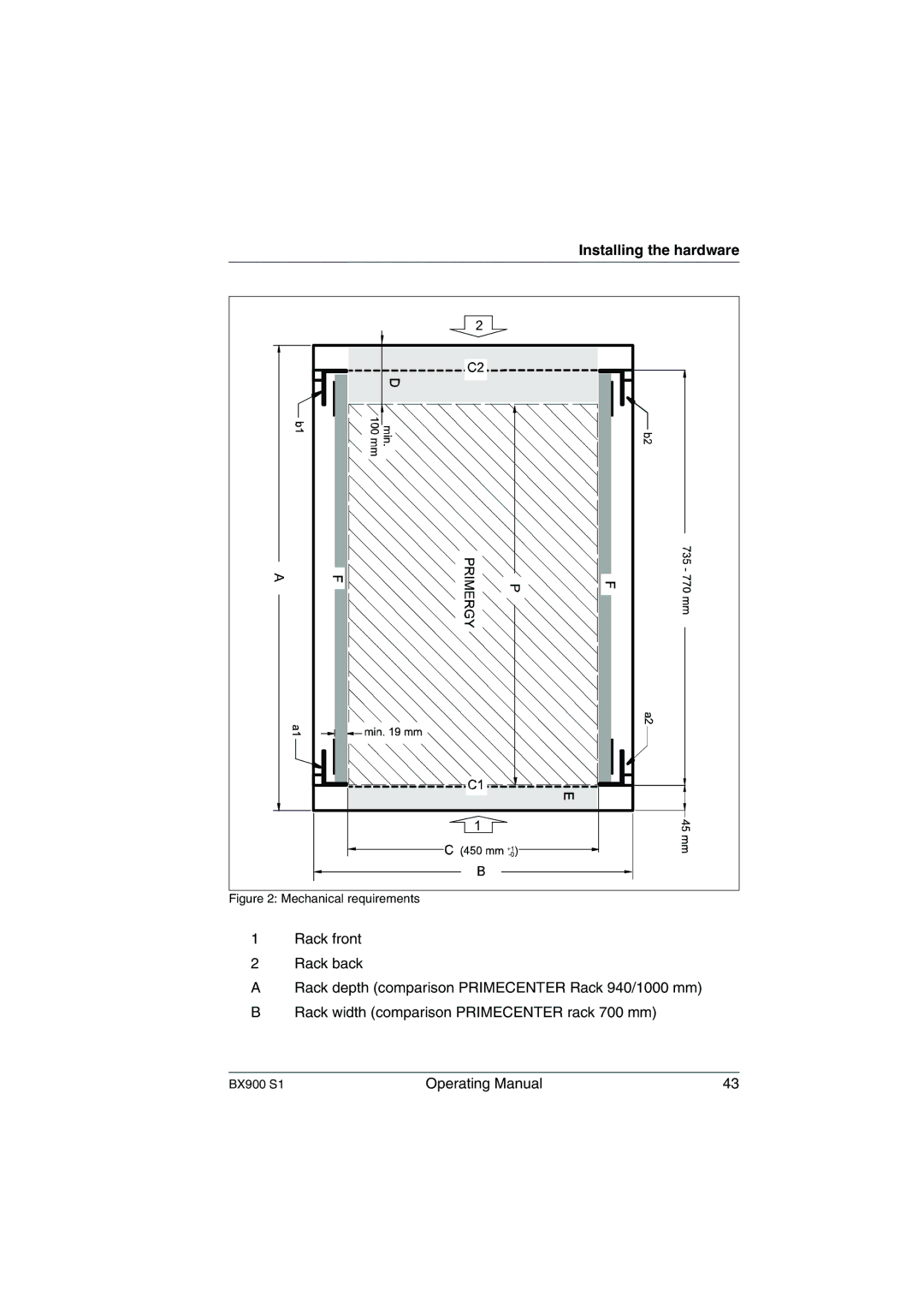 Fujitsu BX900 S1 manual Mechanical requirements 