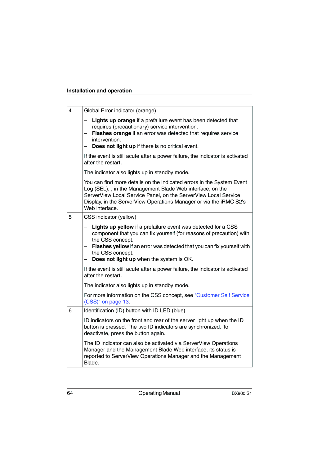 Fujitsu BX900 S1 manual Installation and operation 