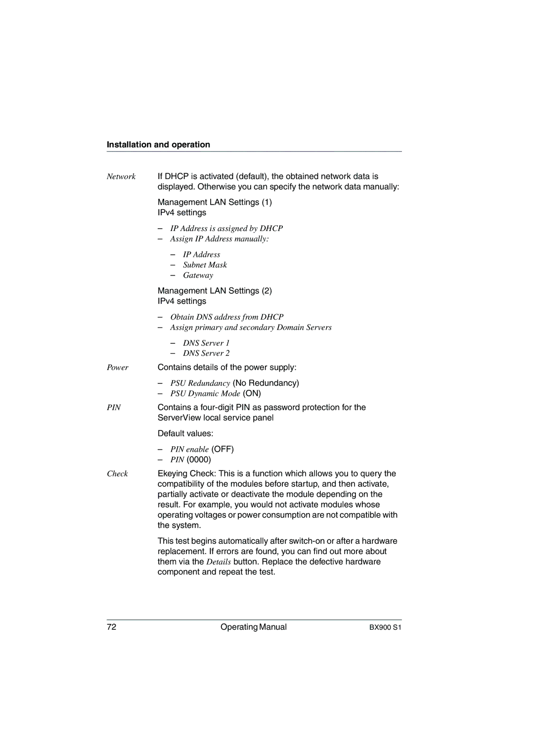 Fujitsu BX900 S1 manual Management LAN Settings IPv4 settings 