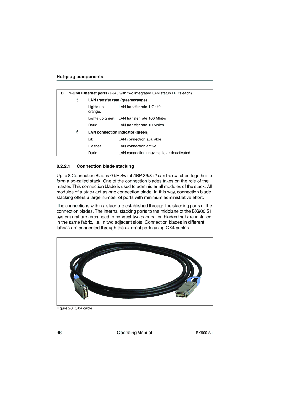 Fujitsu BX900 S1 manual Connection blade stacking, CX4 cable 