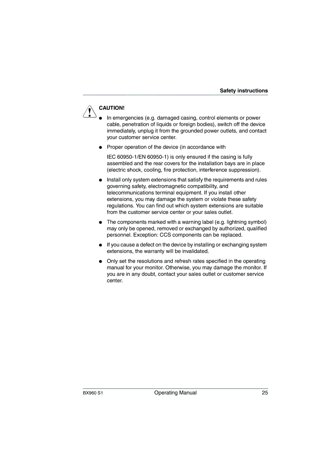 Fujitsu BX960 S1 manual Safety instructions 