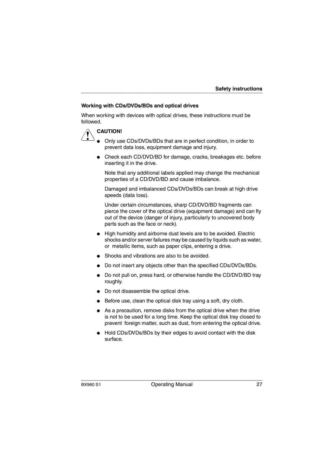 Fujitsu BX960 S1 manual Operating Manual 