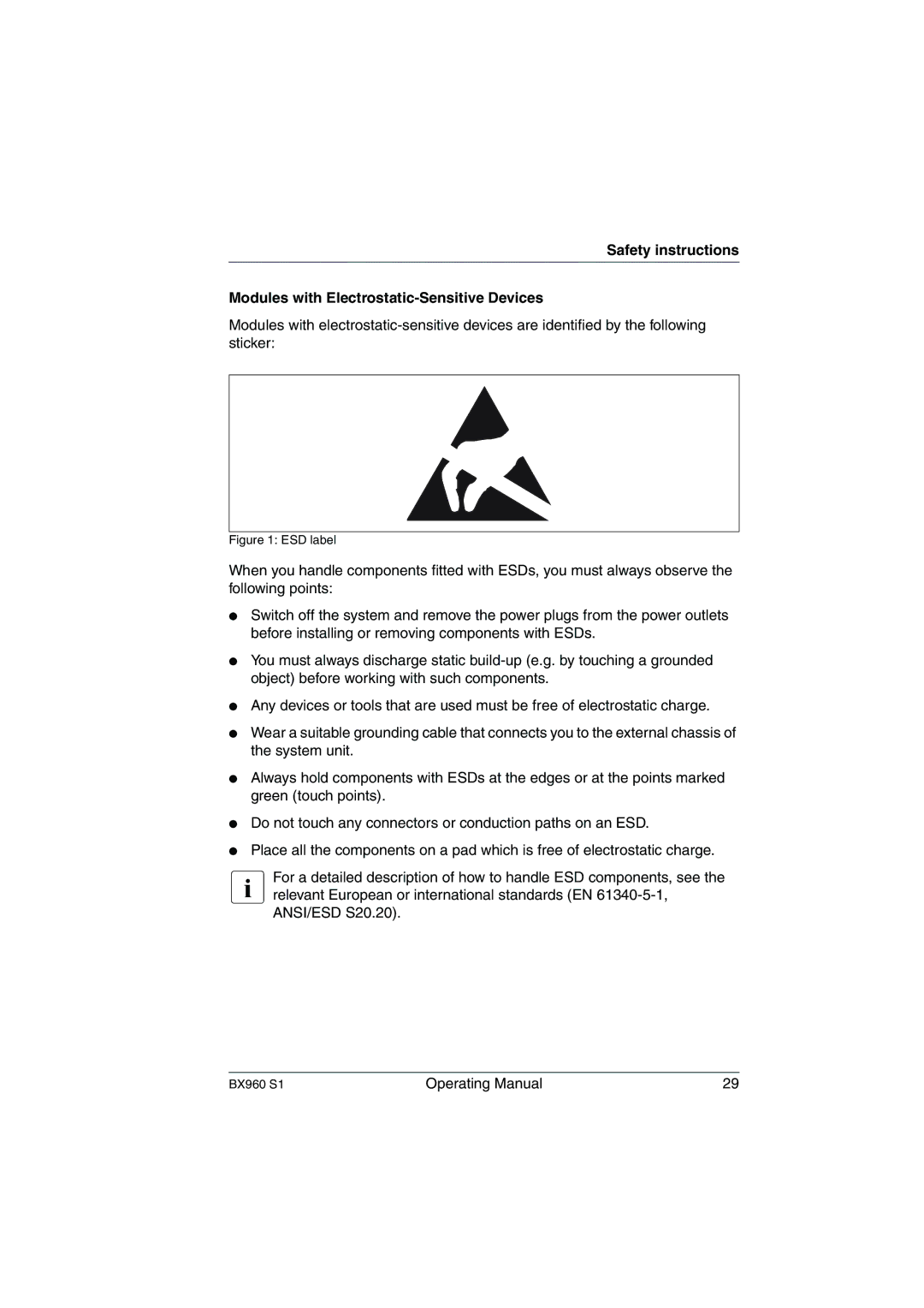 Fujitsu BX960 S1 manual ESD label 