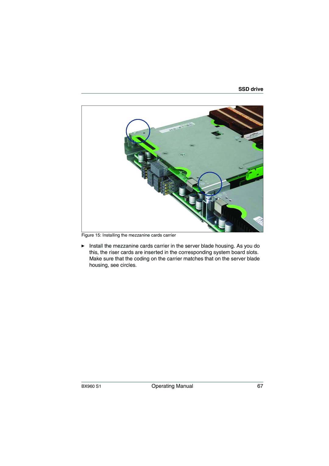 Fujitsu BX960 S1 manual Installing the mezzanine cards carrier 