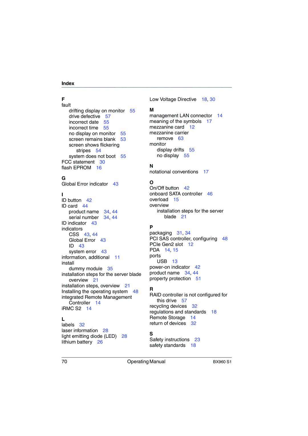 Fujitsu BX960 S1 manual Index Fault, Css 