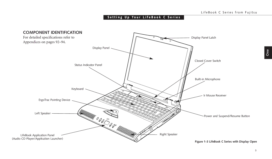 Fujitsu C-4120 manual Component Identification, For detailed speciﬁcations refer to Appendices on pages 