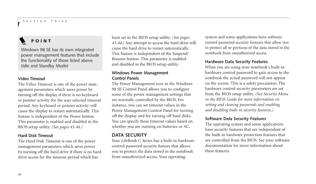 Fujitsu C-4120 manual Data Security 