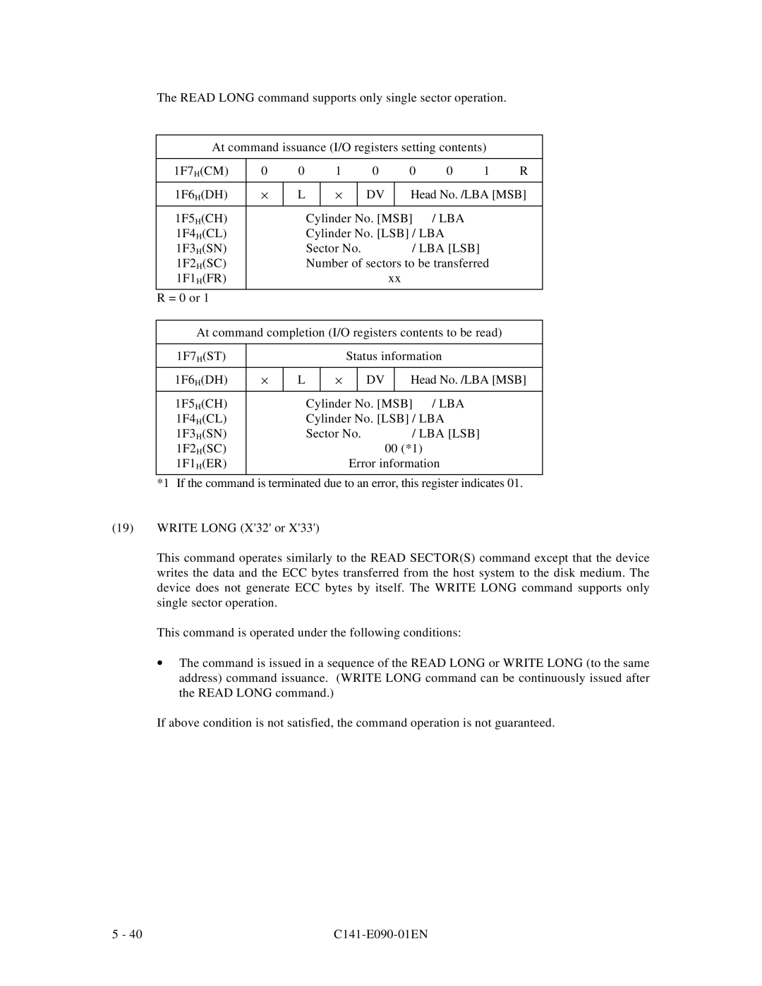 Fujitsu C141-E090-02EN manual Lba 