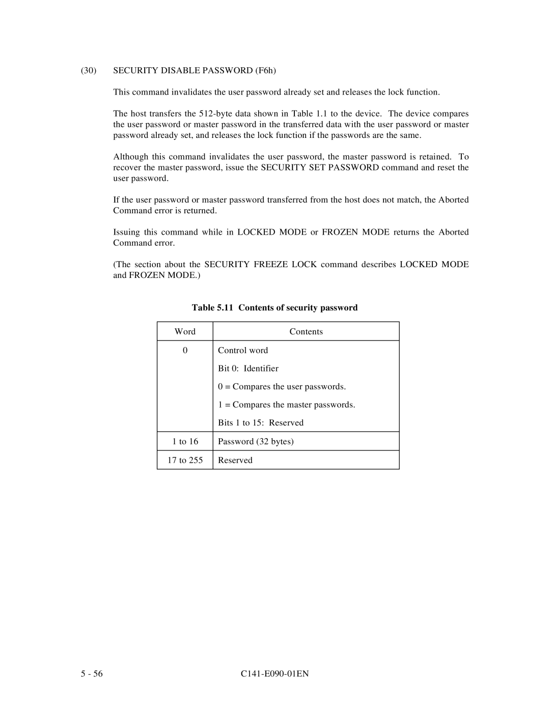 Fujitsu C141-E090-02EN manual Contents of security password 