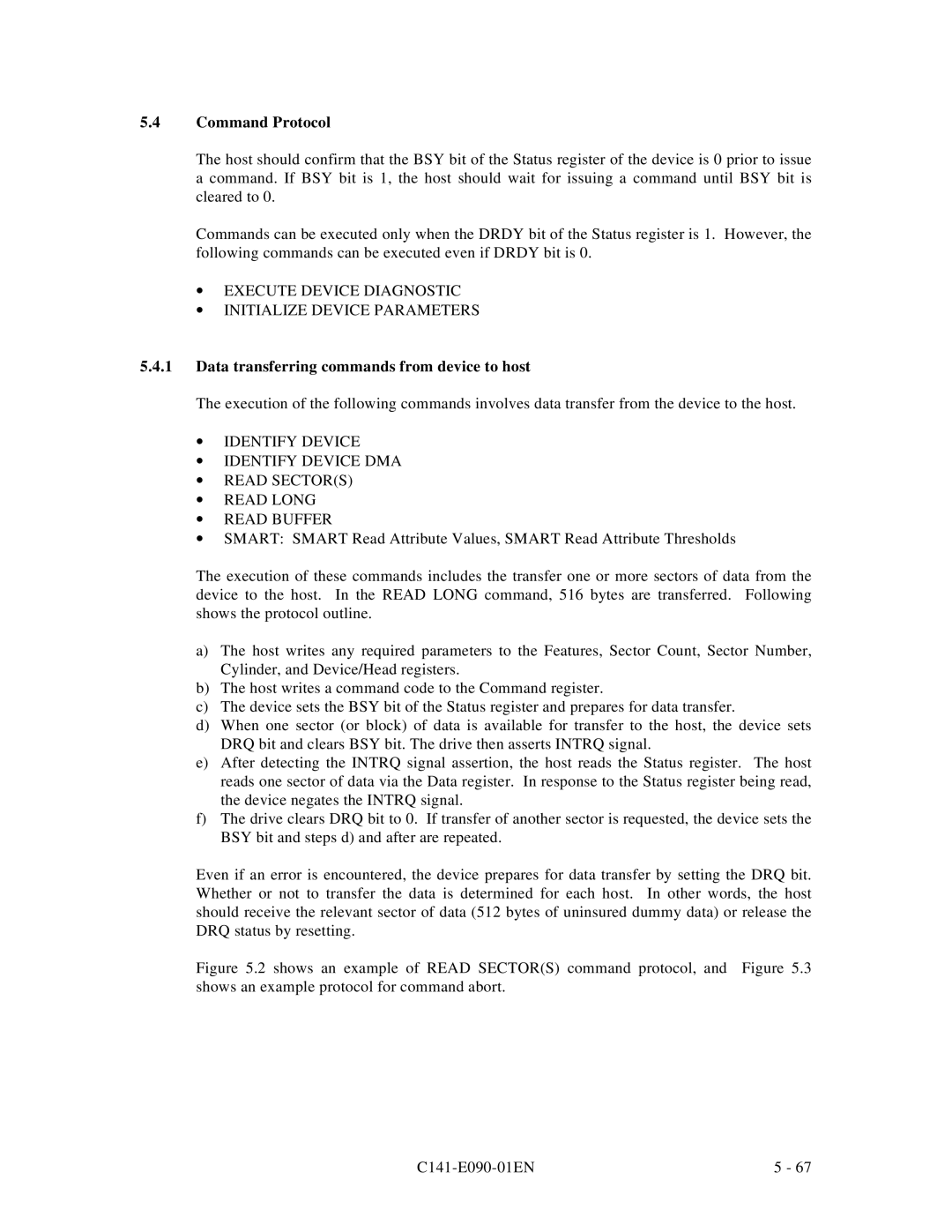 Fujitsu C141-E090-02EN manual ∙ Execute Device Diagnostic ∙ Initialize Device Parameters 