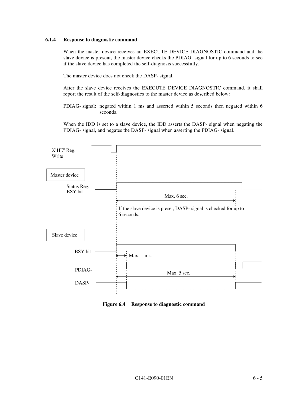 Fujitsu C141-E090-02EN manual Response to diagnostic command 