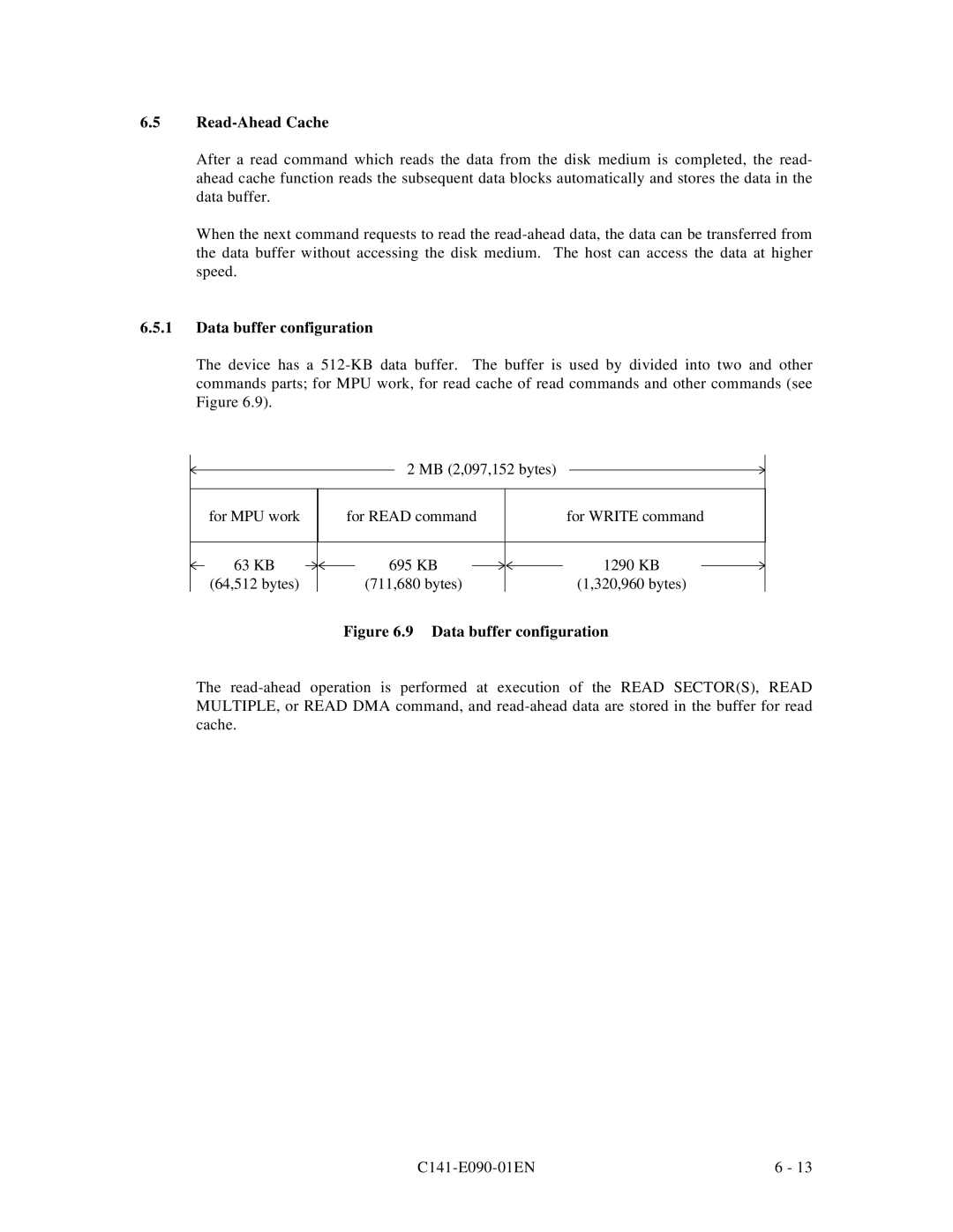 Fujitsu C141-E090-02EN manual Data buffer configuration 