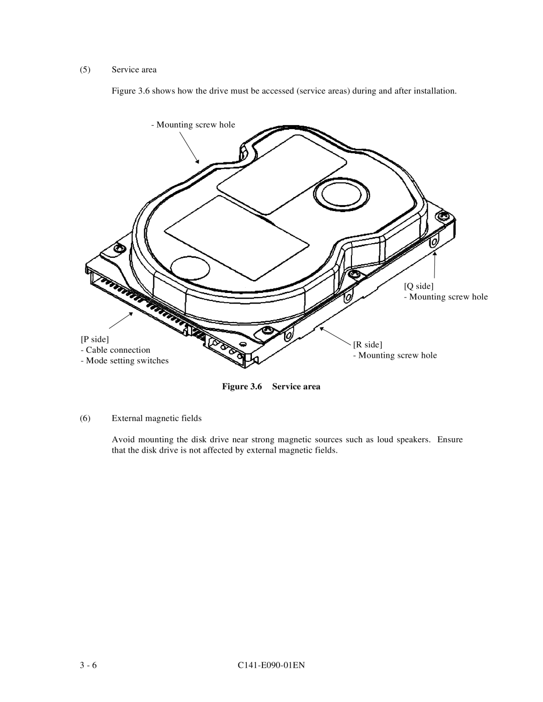 Fujitsu C141-E090-02EN manual Service area 