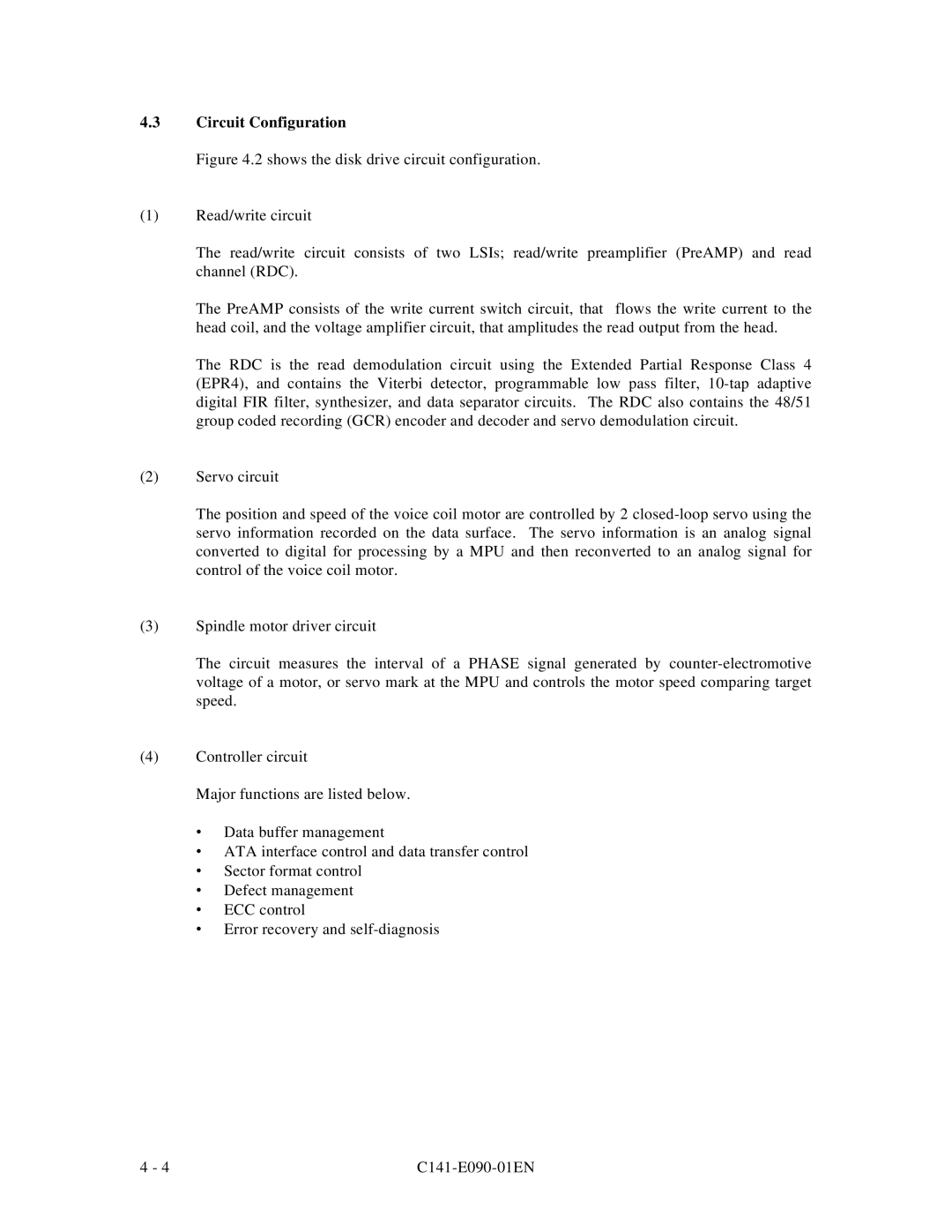 Fujitsu C141-E090-02EN manual Circuit Configuration 