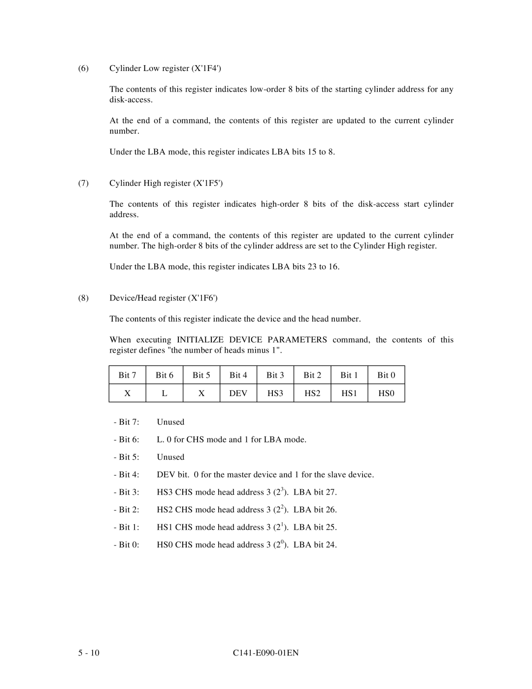 Fujitsu C141-E090-02EN manual DEV HS3 HS2 HS1 HS0 