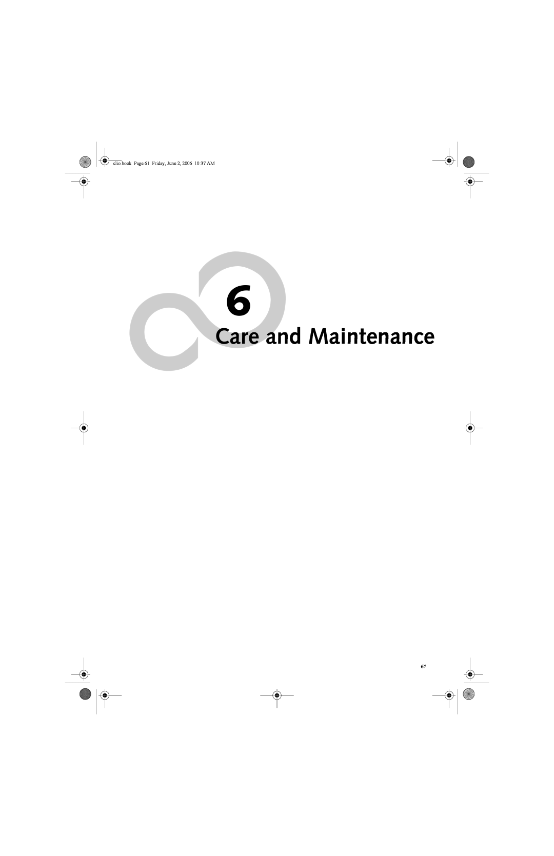 Fujitsu C1410 manual Care and Maintenance, clio.book Page 61 Friday, June 2, 2006 1037 AM 