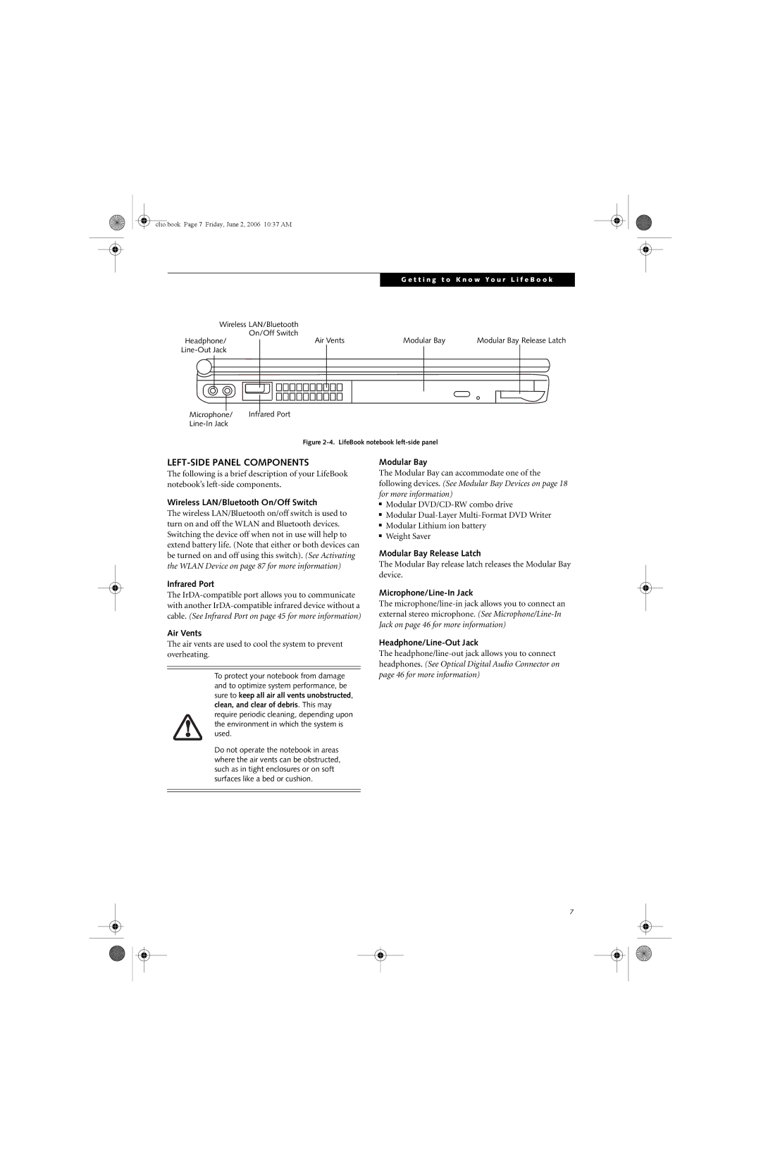 Fujitsu C1410 manual LEFT-SIDE Panel Components 