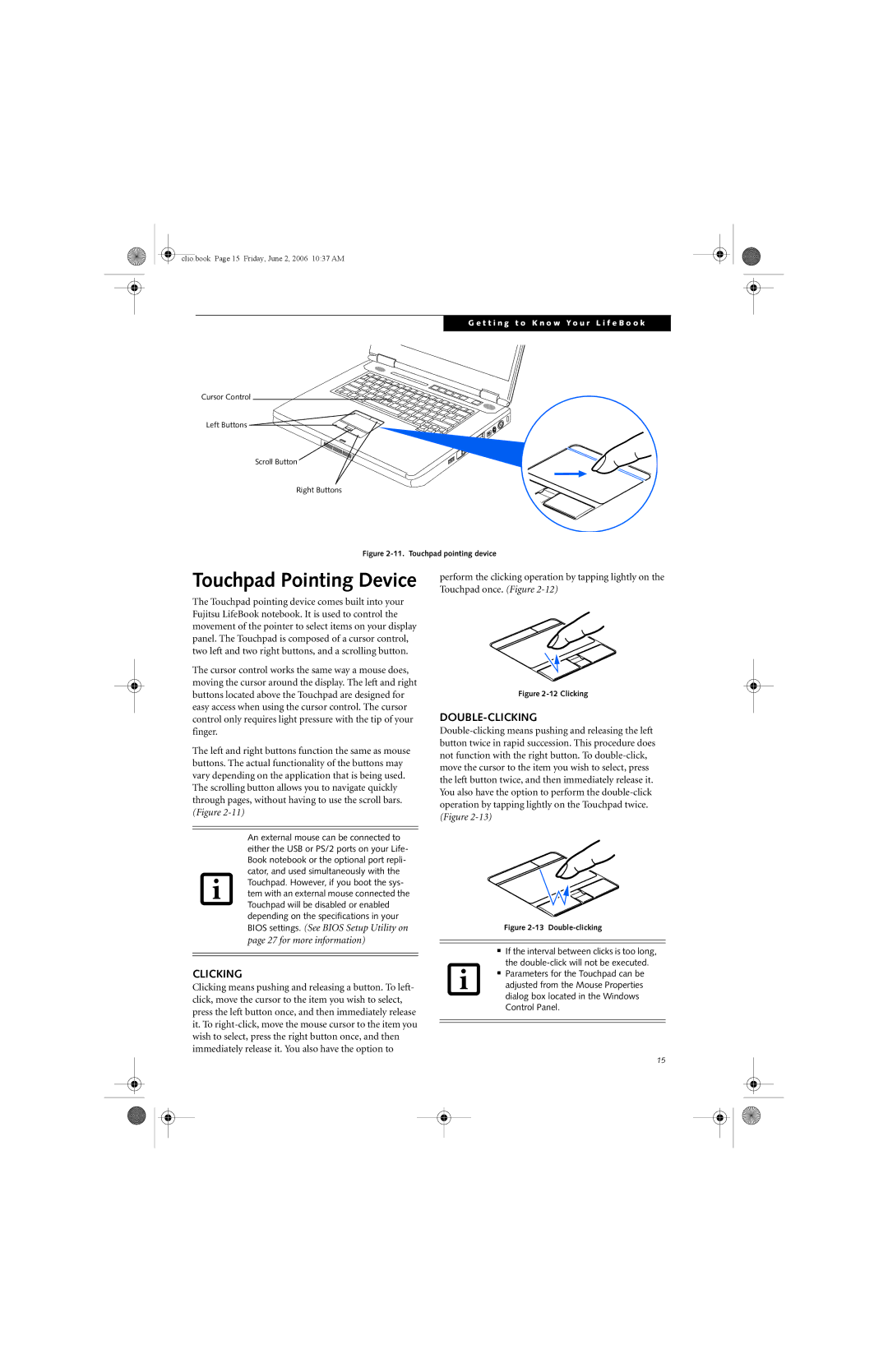 Fujitsu C1410 manual Double-Clicking 