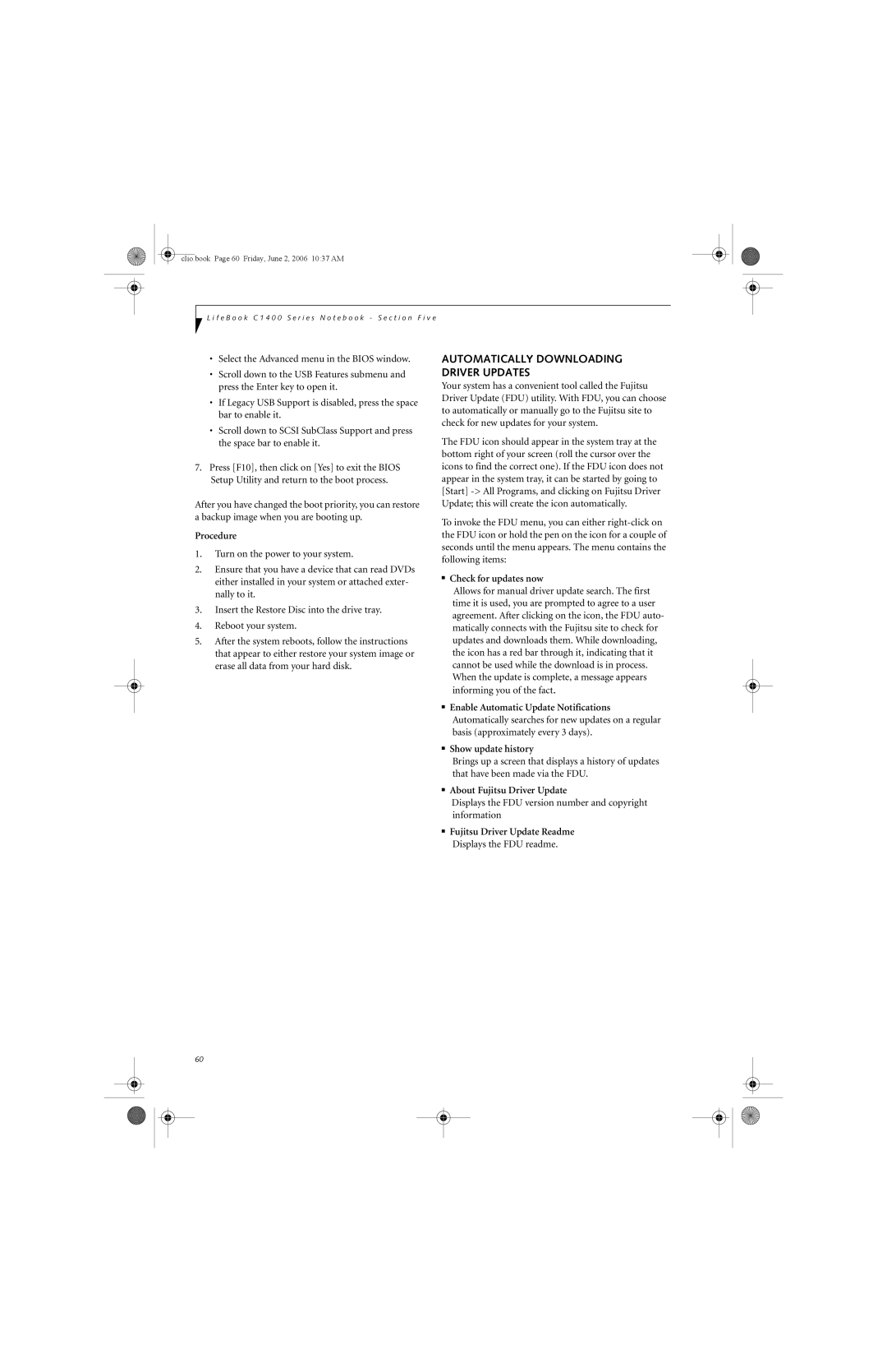 Fujitsu C1410 Automatically Downloading Driver Updates, Procedure, Check for updates now, About Fujitsu Driver Update 