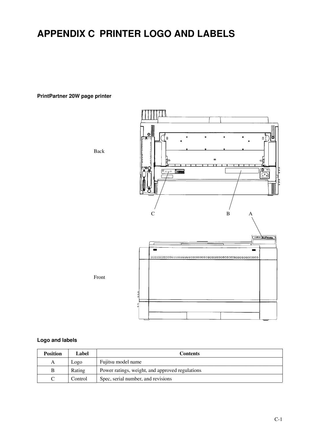 Fujitsu C145-C037-01EN manual Position Label, Contents 