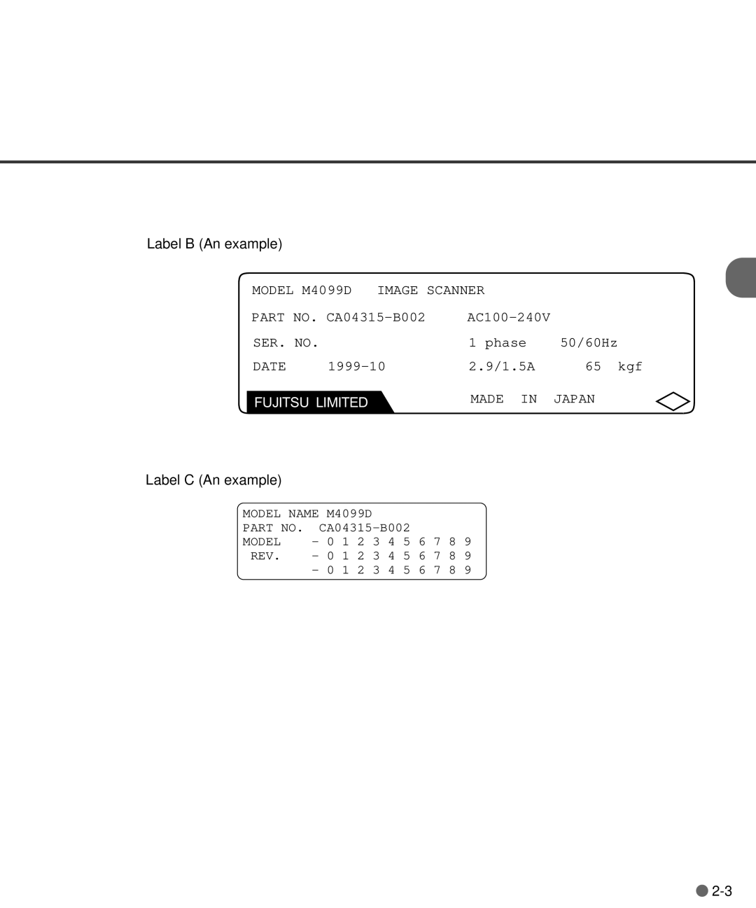 Fujitsu C150-E141-02EN manual Label C An example 