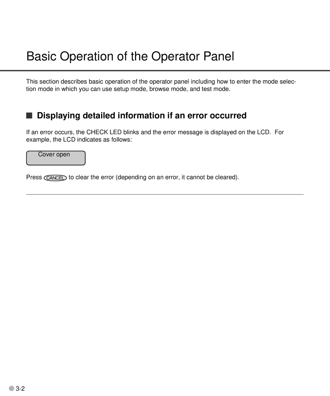 Fujitsu C150-E141-02EN manual Basic Operation of the Operator Panel, Displaying detailed information if an error occurred 