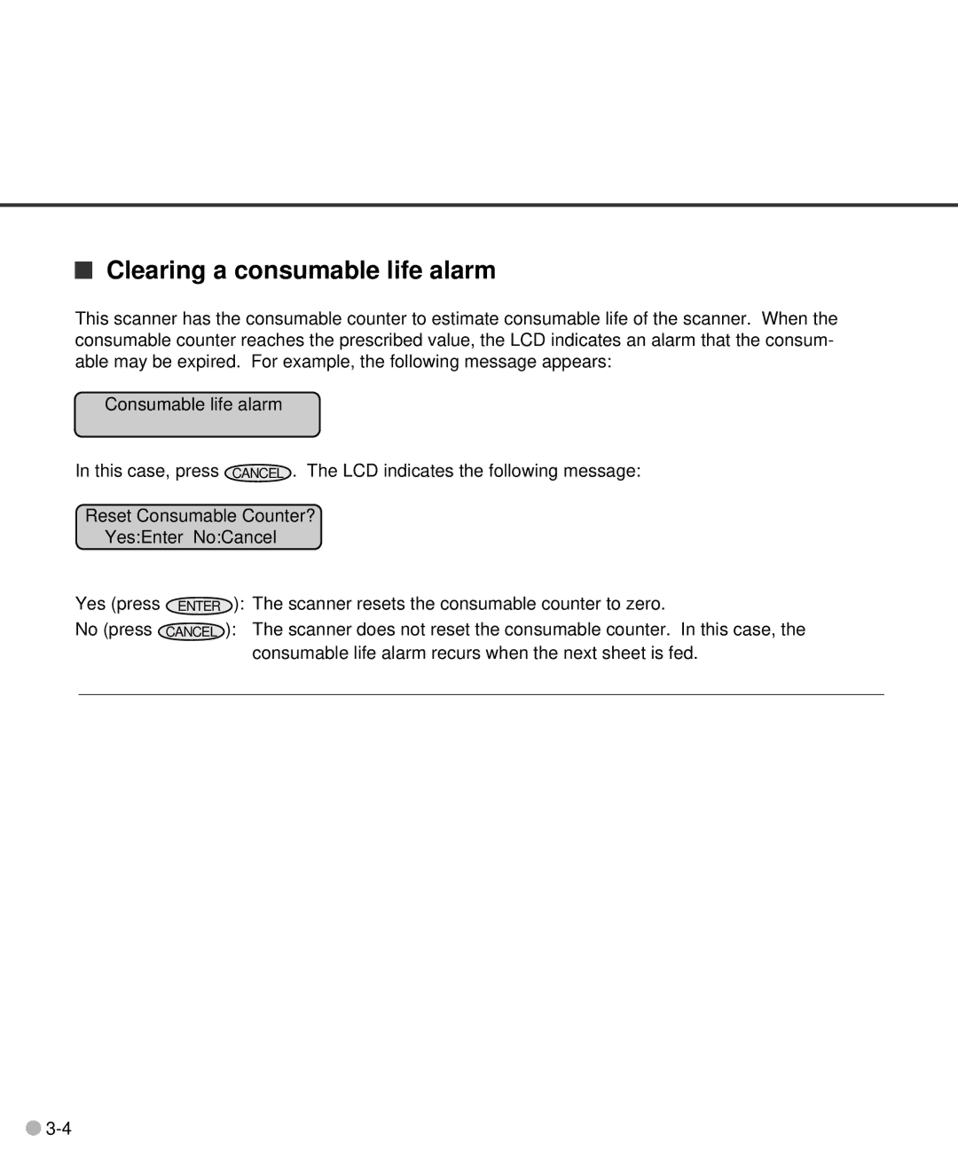 Fujitsu C150-E141-02EN manual Clearing a consumable life alarm 