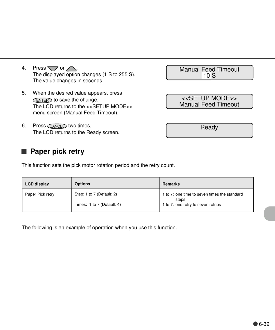 Fujitsu C150-E141-02EN manual Paper pick retry 