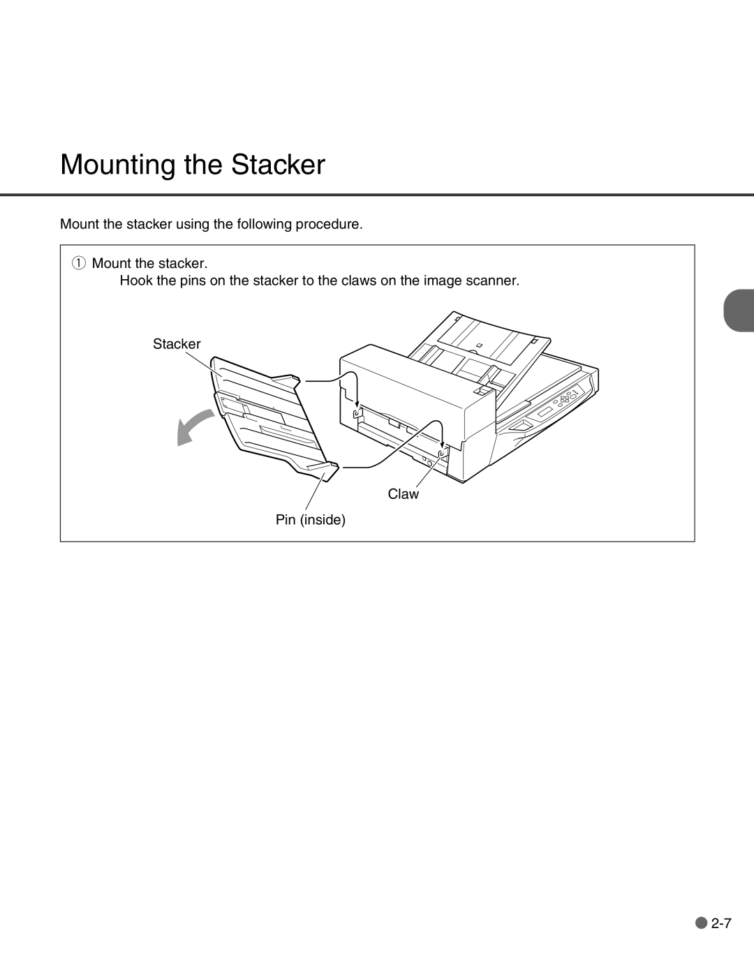 Fujitsu C150-E146-02EN manual Mounting the Stacker 