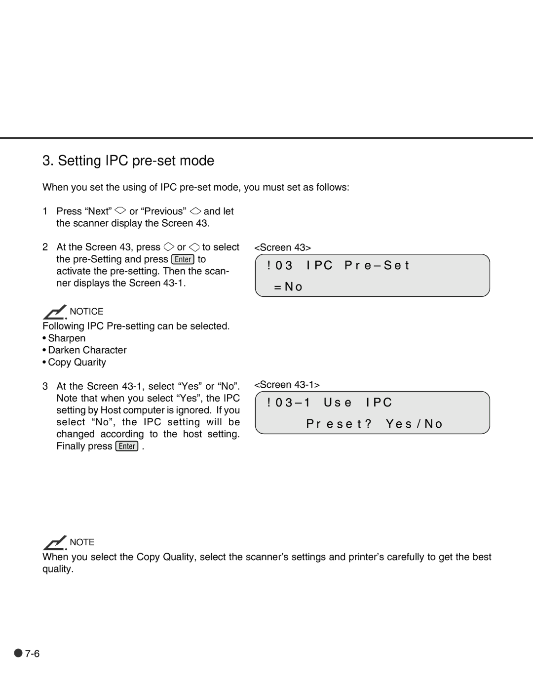 Fujitsu C150-E146-02EN manual Setting IPC pre-set mode 