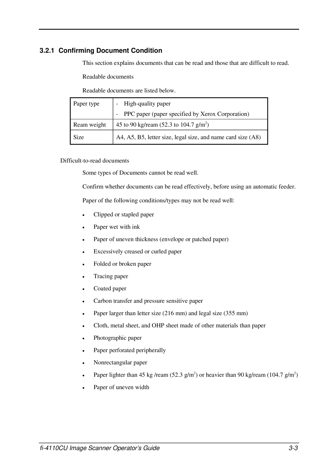 Fujitsu C150-E194-01EN manual Confirming Document Condition 