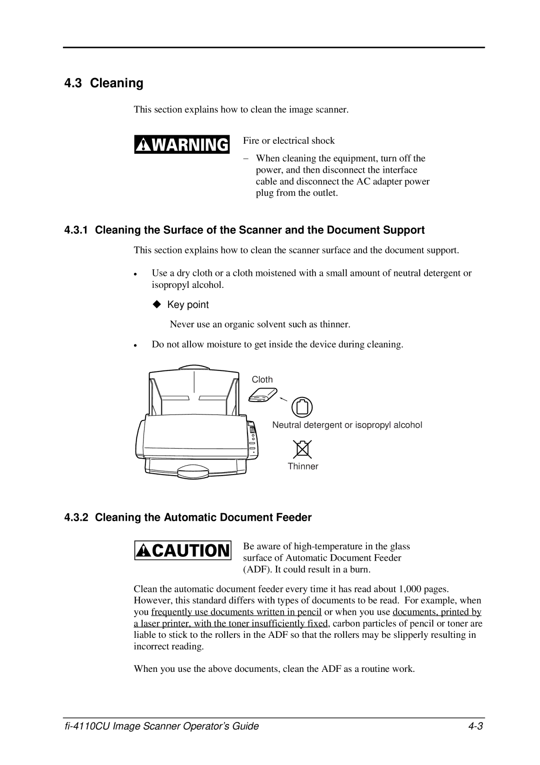 Fujitsu C150-E194-01EN manual Cleaning the Automatic Document Feeder 