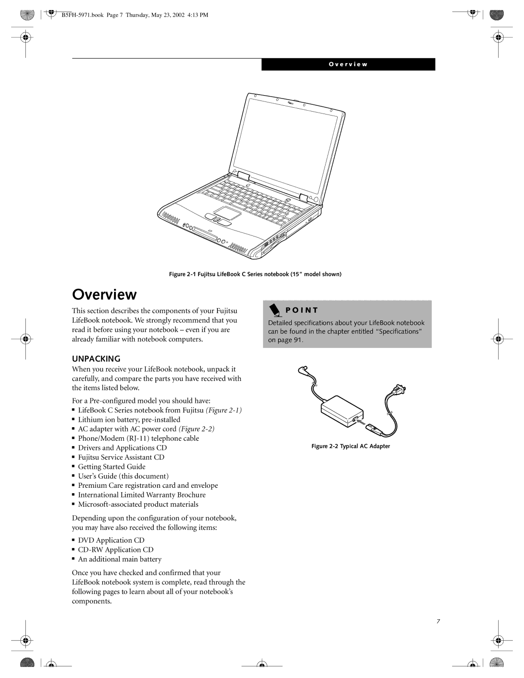 Fujitsu C2010, C2111 manual Overview, Unpacking, Drivers and Applications CD 