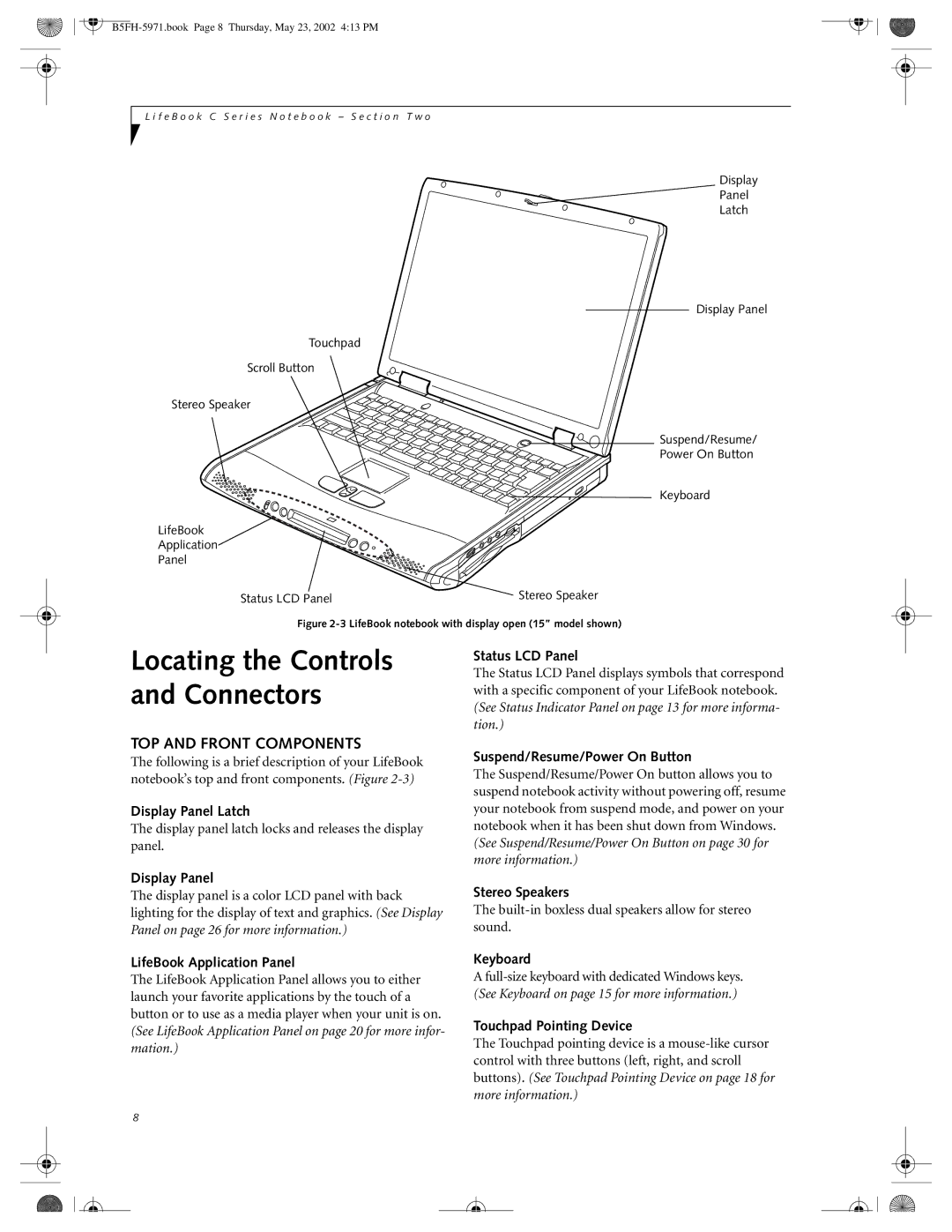 Fujitsu C2111, C2010 manual TOP and Front Components 