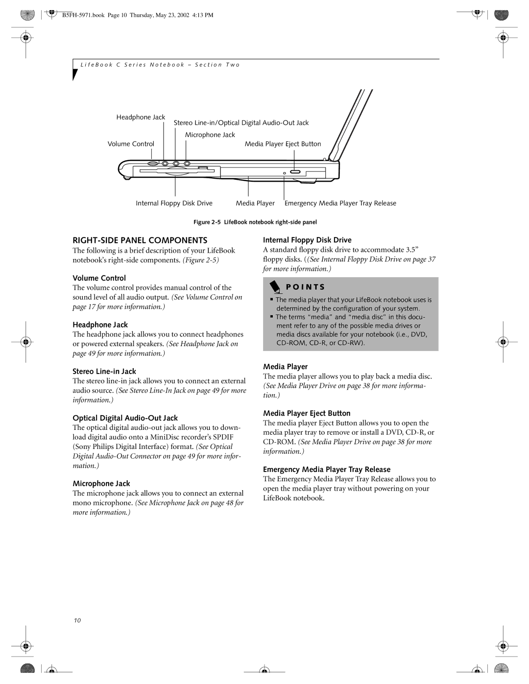 Fujitsu C2111, C2010 manual RIGHT-SIDE Panel Components 