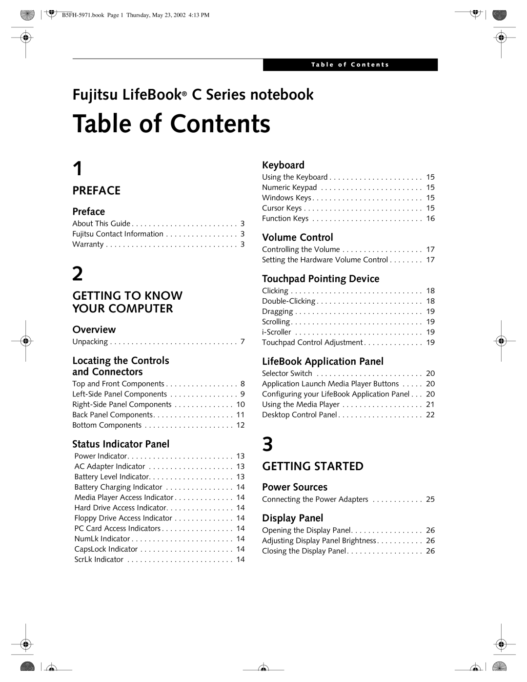 Fujitsu C2010, C2111 manual Table of Contents 